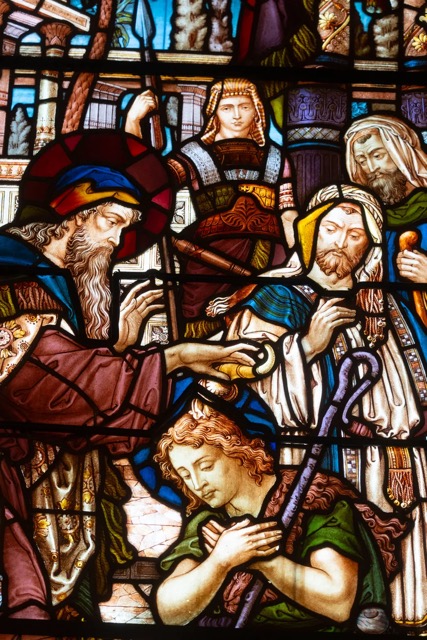 A stained-glass window in the Tiffany tradition