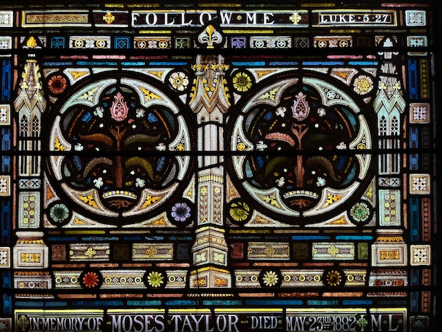 A towering nave window in the fourteenth-century style